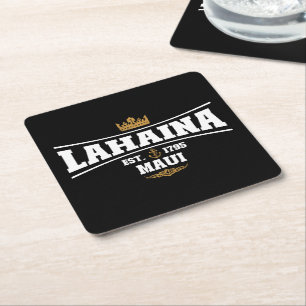 Lahaina Maui Vintage Boat Anchor Flag 1795 Gifts Square Paper Coaster