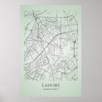 Lahore Map Poster | Lahore City Road Map