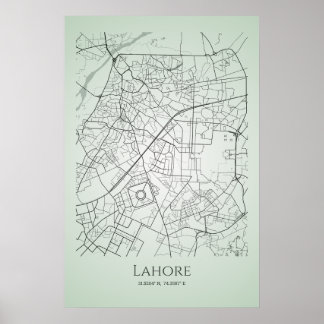 Lahore Map Poster | Lahore City Road Map