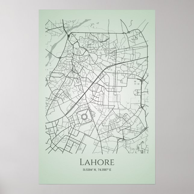 Lahore Map Poster | Lahore City Road Map (Front)