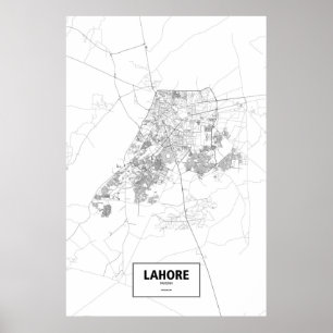 Lahore, Pakistan (black on white) Poster