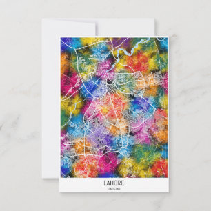Lahore Pakistan City Map Thank You Card