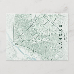 Lahore Pakistan Map Minimal Postcard