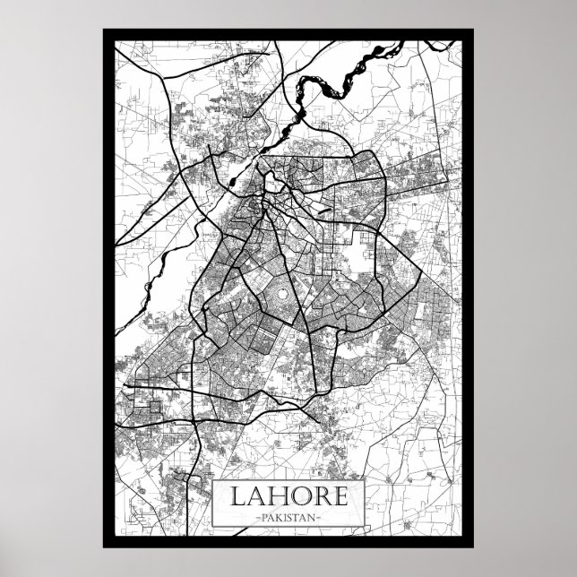 Lahore Pakistan Map Poster (Front)