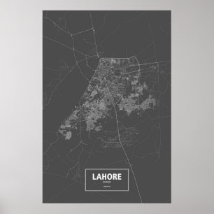 Lahore, Pakistan (white on black) Poster