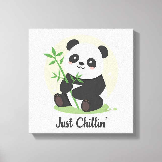 Laid-Back Animal with Bamboo Leaves Canvas Print (Front)
