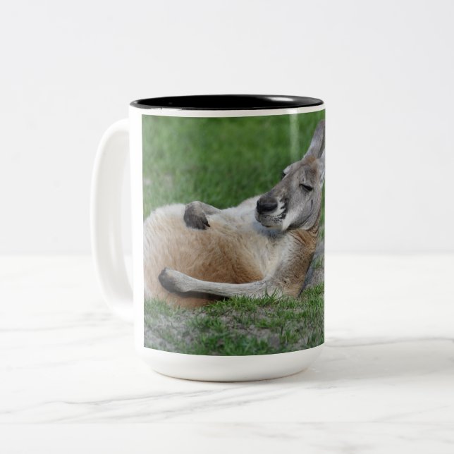 Laid-back Kangaroo Two-Tone Coffee Mug (Front Left)