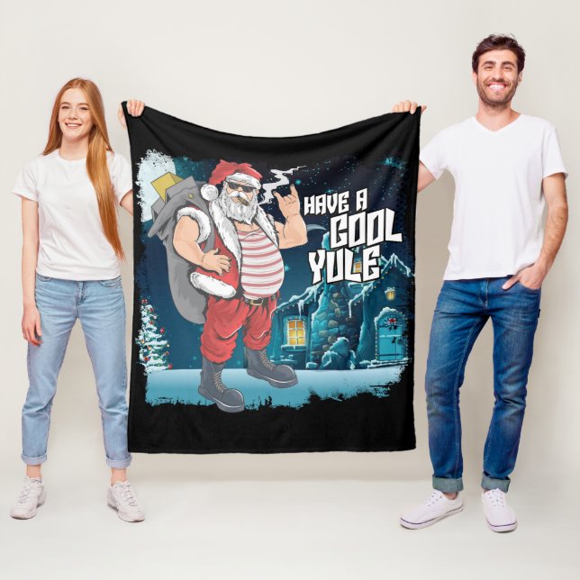 Laid Back Santa Claus Have a Cool Yule Christmas Fleece Blanket (In Situ)