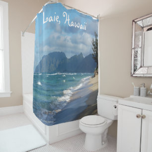 Laie Beach, Hawaii shower curtain