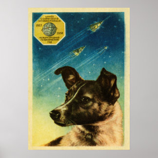 Laika — Soviet vintage space poster