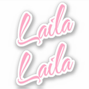 Laila Decorative Name in Pink x2 Sticker