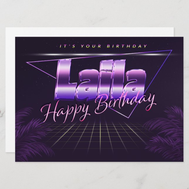 Laila Name First Name lila retro card birthday (Front/Back)