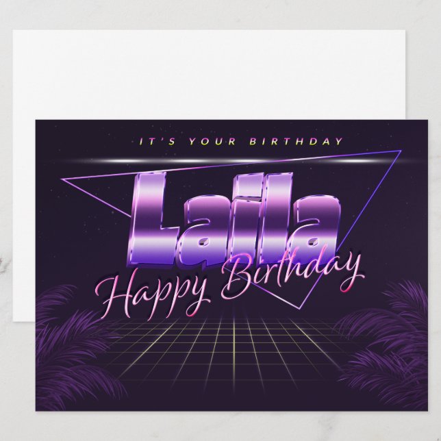 Laila Name First name purla retro card Birthday (Front/Back)