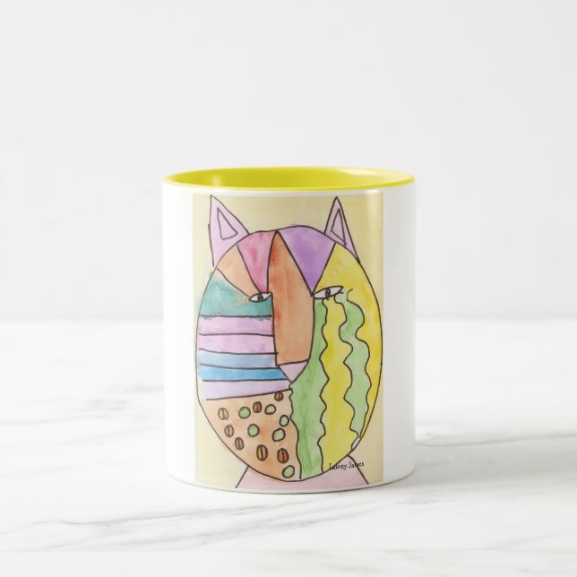 Laineys Cat-Cookie Two-Tone Coffee Mug (Center)
