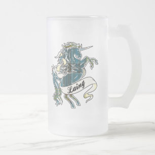 Laing Tartan Unicorn Frosted Glass Beer Mug
