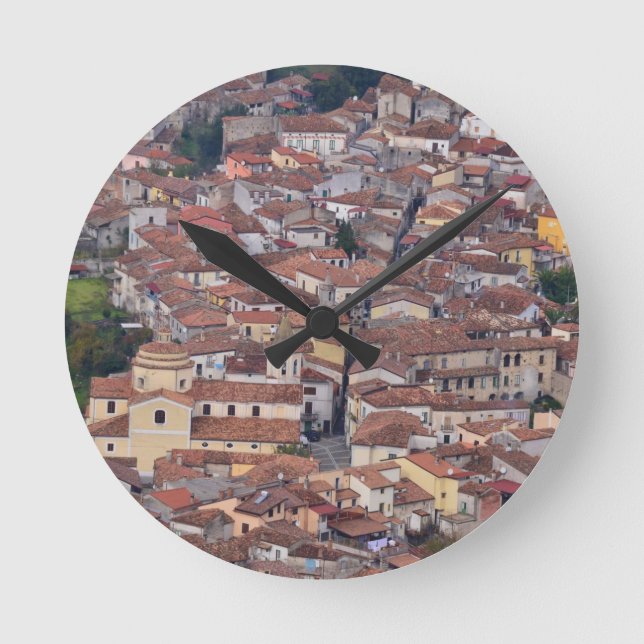 Laino Borgo From Above Round Clock (Front)