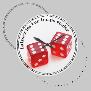 Laissez les Bon Temps Rouler Dice Large Clock