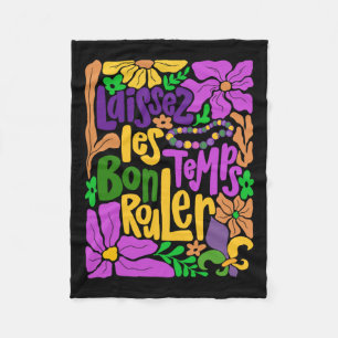 Laissez Les Bon Temps Rouler Mardi Gras Beads Boho Fleece Blanket