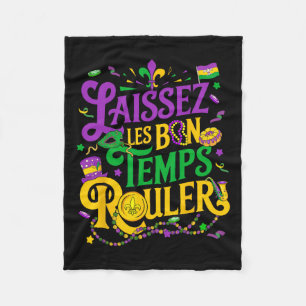 Laissez Les Bon Temps Rouler Mardi Gras Beads Fleu Fleece Blanket