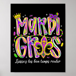 Laissez Les Bon Temps Rouler Mardi Gras Beads Fleu Poster