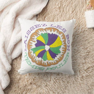 Laissez Les Bon Temps Rouler Mardi Gras King Cake Cushion