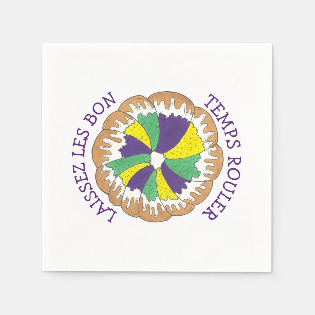 Laissez Les Bon Temps Rouler Mardi Gras King Cake Napkin (Front)