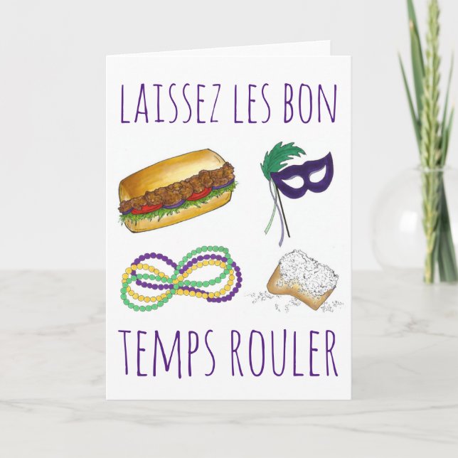 Laissez Les Bon Temps Rouler Mardi Gras NOLA Card (Front)