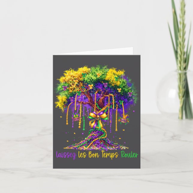 Laissez Les Bon Temps Rouler Mardi Gras Tree 2026  Card (Front)