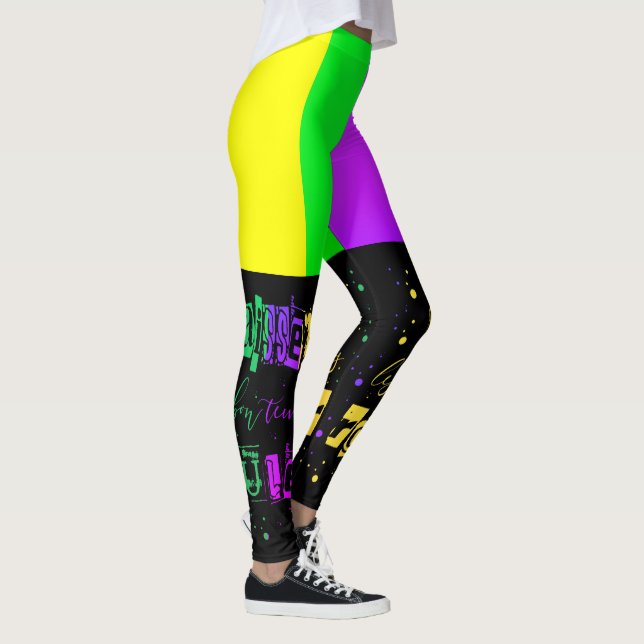 Laissez les bon temps rouler Typography Mardi Gras Leggings (Right)