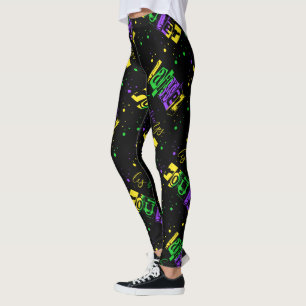 Laissez les bon temps rouler Typography Mardi Gras Leggings