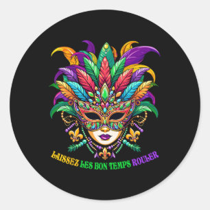 Laissez Les Bons Temps Rouler Jester Mask Beads Ma Classic Round Sticker