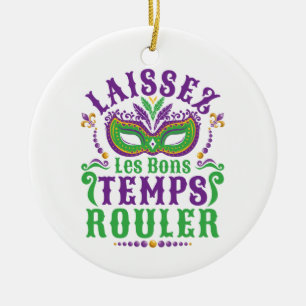 Laissez Les Bons Temps Rouler Mardi Gras Ceramic Tree Decoration