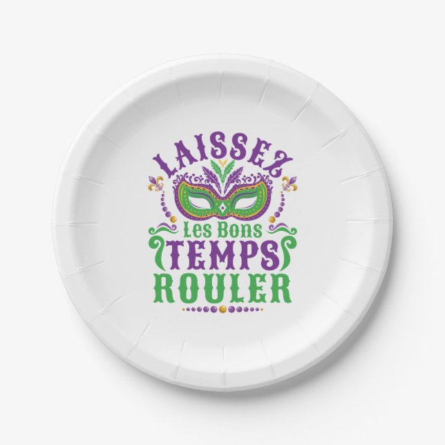 Laissez Les Bons Temps Rouler Mardi Gras Paper Plate (Front)