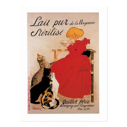 Lait Pur De La Uingeanne Vintage Drink Ad Art Postcard