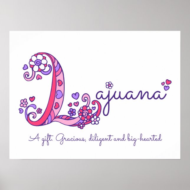 Lajuana initial L doodle heart art name meaning Poster (Front)