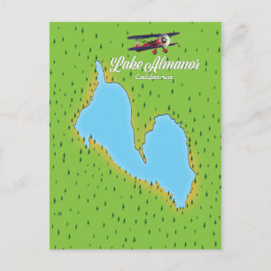 Lake Almanor California USA map Postcard