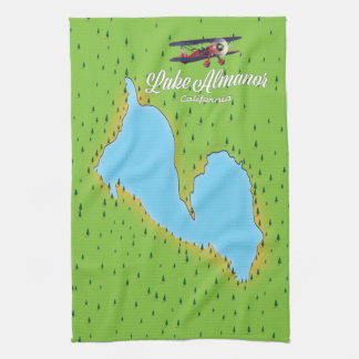 Lake Almanor California USA map Tea Towel