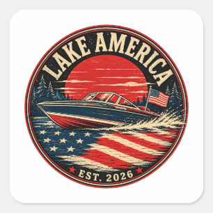 Lake America est 2026 political humour Square Sticker