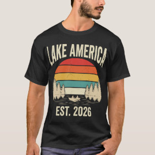 Lake America Est 2026 Vintage Sunset Great Lakes T-Shirt