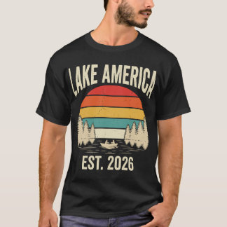 Lake America Est 2026 Vintage Sunset Great Lakes T-Shirt