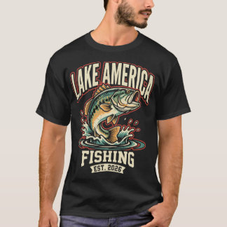 Lake America Fishing Est 2026 Vintage Bass T-Shirt