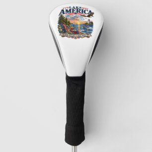 Lake America Sunset Patriotic Eagle Golf Head Cover