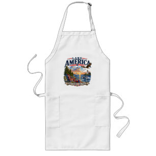 Lake America Sunset Patriotic Eagle Long Apron