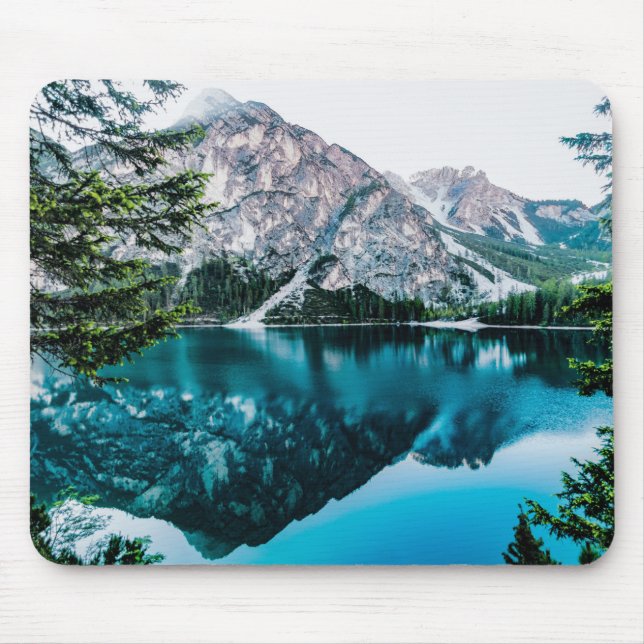 Lake and Mountain Under White Sky Mouse Mat (Front)