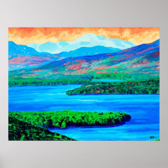 Lake and Mountains painting poster (Front)