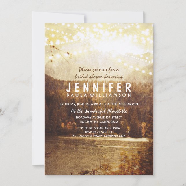 Lake and Mountains Rustic Bridal Shower Invitation (Front)