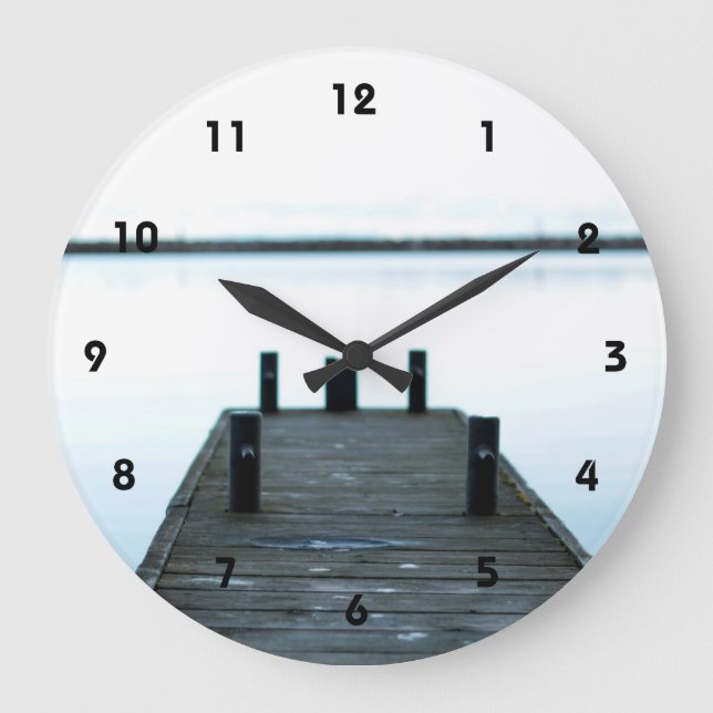 lake and porch . Kingston, Ontario, Canada Large Clock (Front)