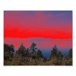 Lake And Red Sky Photo Print