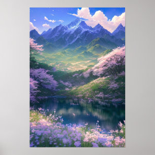 Lake and Snowy Mountains Poster