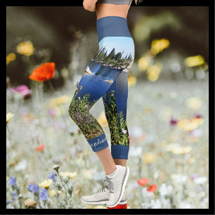 Lake and Wildflowers Personalised Name Capri Leggings